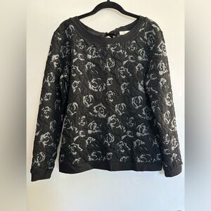 Unique and Chic Black and Grey Hinge Sweatshirt with Ribbon Tie S